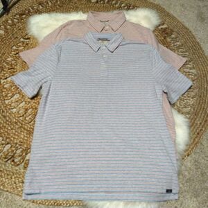Faherty mens short sleeve stripe polo shirt bundle